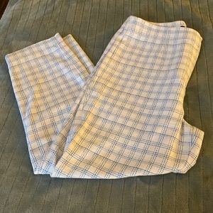 Ann Taylor Blue and White Plaid Cropped Pants